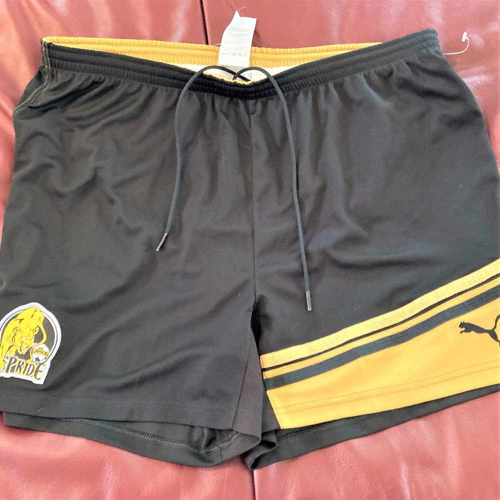 NWT Puma shorts GOLD PRIDE Promo women soccer L XL.